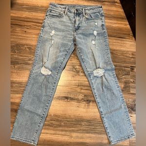 American Eagle Athletic Fit Denim Jeans Sz 30x30 Airflex Stretch Distress